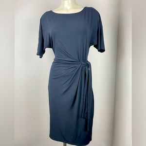 Ann Taylor Stretchy Black Dress 3/4 Sleeves with Attached Side Tie